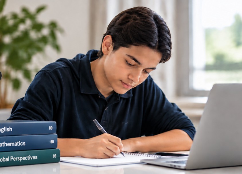 Alumno estudiando para el Bachillerato Internacional